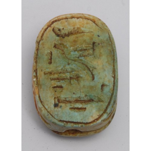 184 - Antiquities - an Egyptian steatite scarab beetle, name to matrix, 4cm long