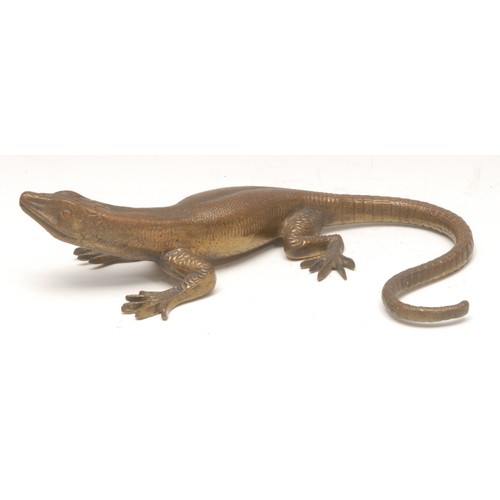 987 - French School (19th century), a patinated bronze, cast as a lizard or gecko, the neck stamped DINANT... 