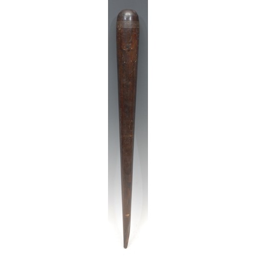 1030 - Treen - a Victorian lignum vitae sailor's fid, 53cm long