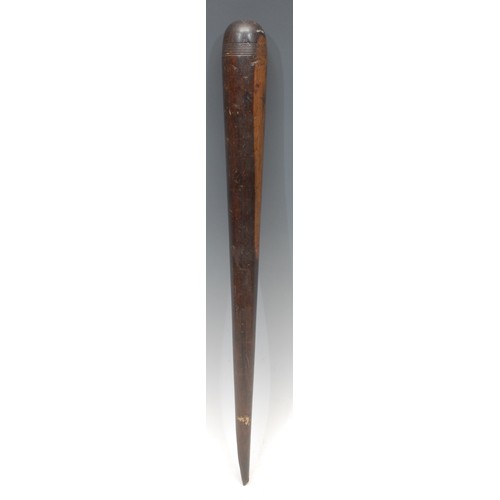 1030 - Treen - a Victorian lignum vitae sailor's fid, 53cm long