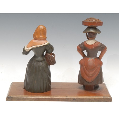 1002 - Folk Art & Commedia dell’Arte - a pair of 19th century Italian wooden puppet show props, as peasant ... 