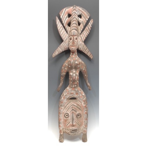 99 - Tribal Art - an African hardwood reliquary guardian figure (mbulu ngulu), of a spiritual elder above... 