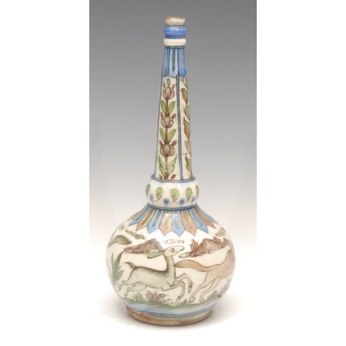 996 - Ceramics - a 19th century Iznik bottle vase, of ovoid form with tapering neck, fruiting and scrollin... 