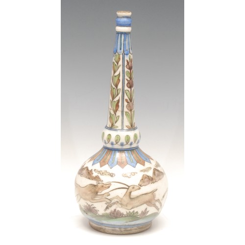 996 - Ceramics - a 19th century Iznik bottle vase, of ovoid form with tapering neck, fruiting and scrollin... 