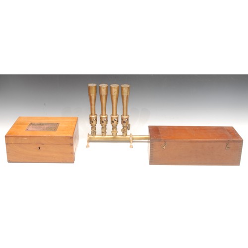 221 - Microscopy and the Laboratory - an early 20th century mahogany microscope slide preparation box, by ... 