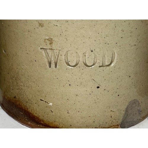 945 - Advertising, Bottles - a Chesterfield slip glazed stoneware porter, impressed 'I & T P Wood', 25cm h... 