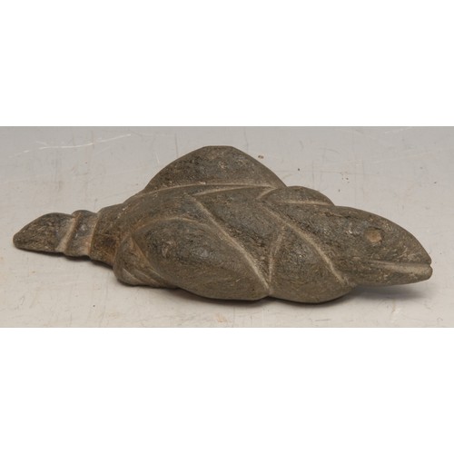 111 - An Inuit stone carving, of a stylised bird, 14cm long