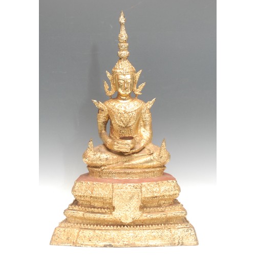 931 - A Thai gilt and lacquered bronze Rattanakosin Buddha, 54.5cm