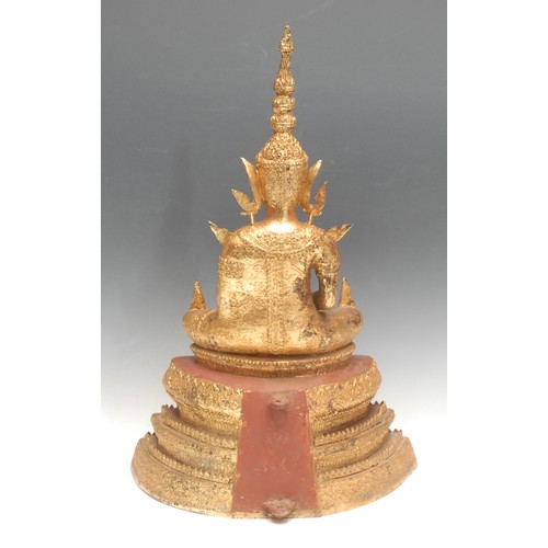 931 - A Thai gilt and lacquered bronze Rattanakosin Buddha, 54.5cm