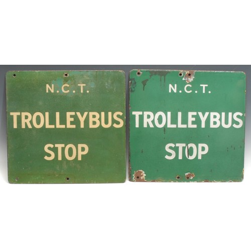 954 - Automobilia, Transport - a rectangular double sided Nottingham Corporation Tramways enamel sign, 'N.... 