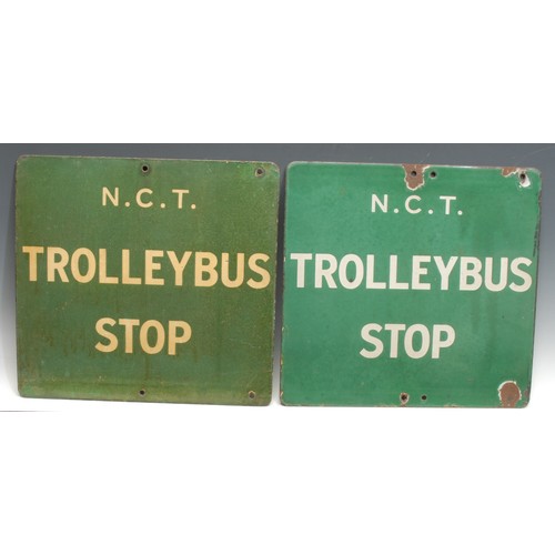 954 - Automobilia, Transport - a rectangular double sided Nottingham Corporation Tramways enamel sign, 'N.... 