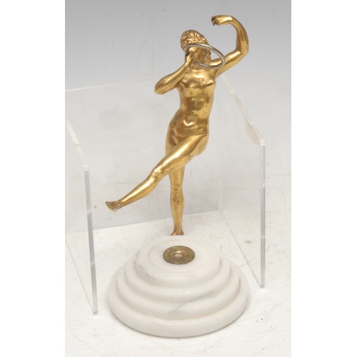 961 - 19th century (French School), a gilt bronze, as an muse, stepped circular marble base, 16cm high ove... 