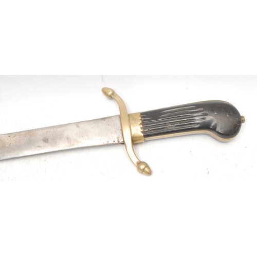 193 - A 19th century German hanger, 52.5cm pointed single-edged sword blade, serpentine guard, acorn quill... 