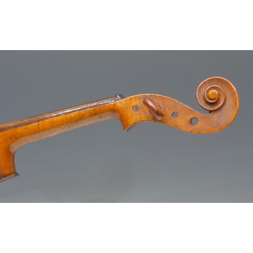 209 - A violin, the two-piece back 35cm long excluding button, the interior inscribed John Hannah, No.11, ... 