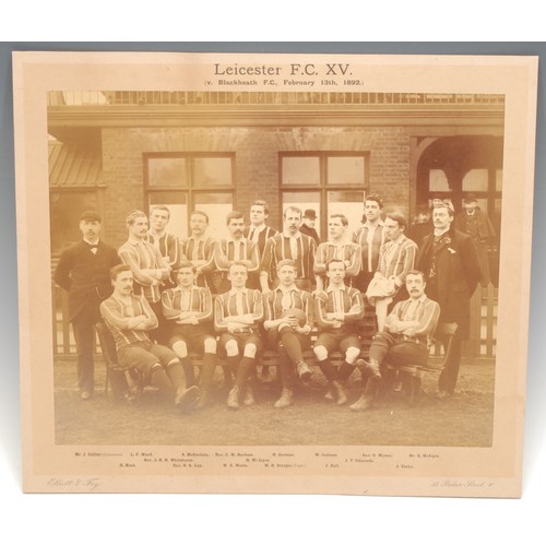 230 - Rugby - A rare 19th century official team portrait of Leicester F.C. (Leicester Tigers)  v. Blackhea... 