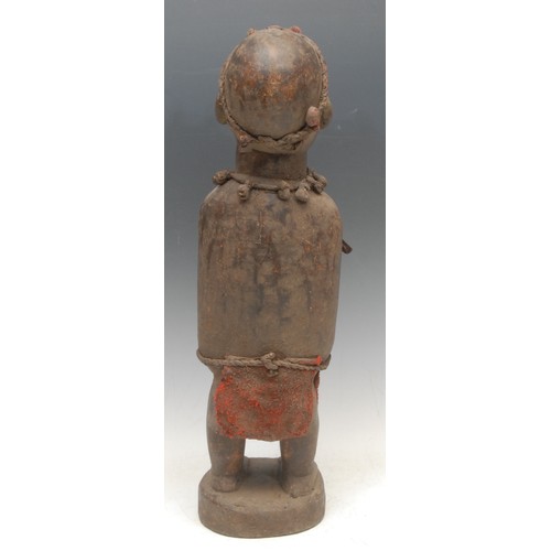 93 - Tribal Art - a Yombe/Woyo power figure, standing, open mouthed, 50cm high, Democratic Republic of Co... 