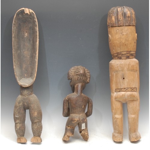 12 - Tribal Art - a Baule maternity figure, 38cm high, Ivory Coast; other figures, larger (3)