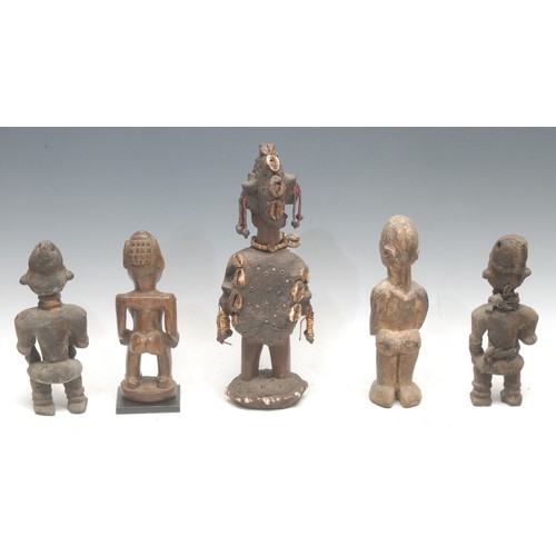 53 - Tribal Art - a Lobi figure, standing, traces of white surface pigment, 21.5cm long, Burkina Faso; ot... 