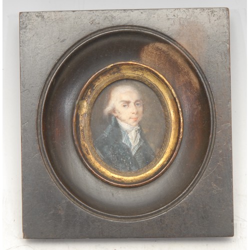 922 - English School (19th century), a portrait miniature, of a gentleman in formal attire, watercolour on... 