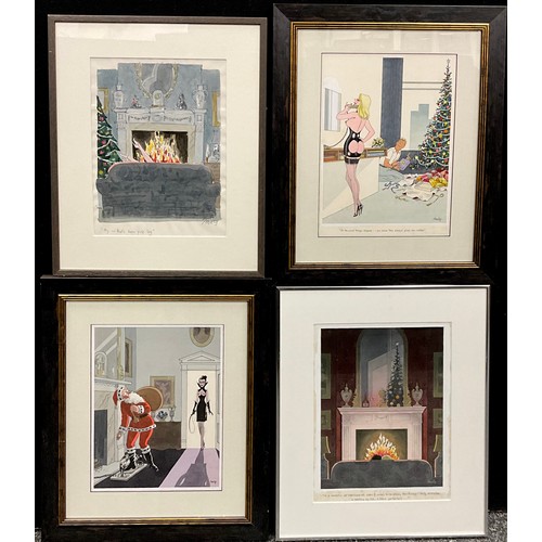 1017 - Smilby, Francis Wilford-Smith (1927-2009)
A group of four cartoons, ‘My That's Some Yule Log’, ‘New ... 