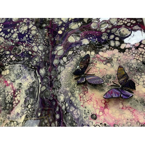 1023 - Kevin Bandee (British, 20th/21st century), Ethereal Butterfly Tree, signed, resin on board, 73.5cm x... 