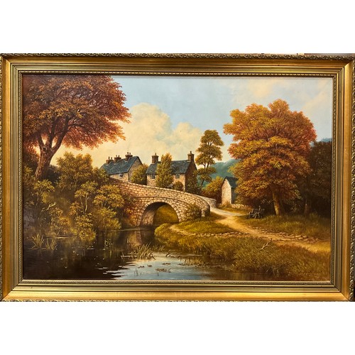 1038 - J Heathcote Hunt (British, 20th century) 
Bridge over the Canal near Whatstandwell, Derbyshire
signe... 