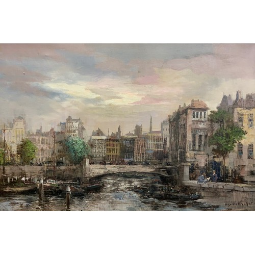 1039 - Theodorus van Oorschot (1910-1989), 
‘Bridge View, Amsterdam’, signed, oil on canvas, 60cm x 90cm.