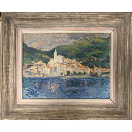 1047 - Constantine, Cadaqués, Costa Brava, homage to Cezanne, signed, oil on board, 30cm x 40cm.