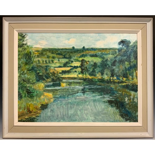 1049 - Manner of Derek Hill, Blackwater River, Ireland, oil on board, 45cm x 60cm.