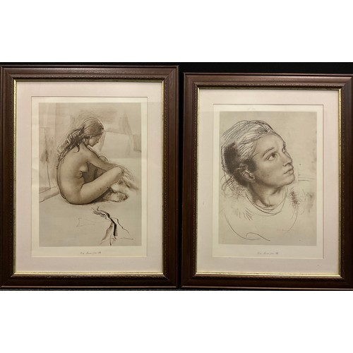 1068 - Pietro Annigoni, by and after, ‘Fanciulla’, signed lower margin, lithograph;  another, Studio nude N... 