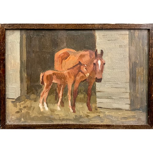 1072 - Winifred Wilson (British 1882-1973) Mare Linnet and her Foal, Star, annotated and titled verso, date... 