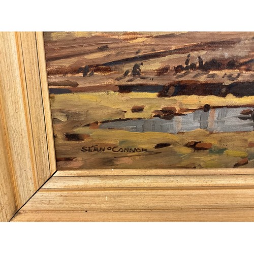 1074 - Seán O’Connor (1909 x 2002), ‘Footing the turf, Killarney’, signed, oil on board, dated 1955, and ti... 