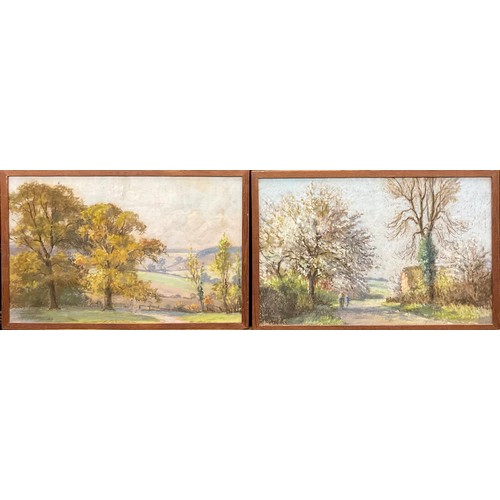 1080 - Fred Stubbings (1900 - 1956)
A Pair, Spring and Summer
signed, one dated '43, pastel sketches, 28cm ... 