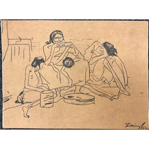 1096 - Zainul Aberdin (Bangladeshi, 1914-1976) 
Famine Family
signed, dated 42, work on paper, 28cm x 39cm