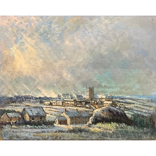 1102 - Yram Allets (Mary Stella) Edwards (1915-2009) 
South west country winter 
signed, oil on board, 60.5... 