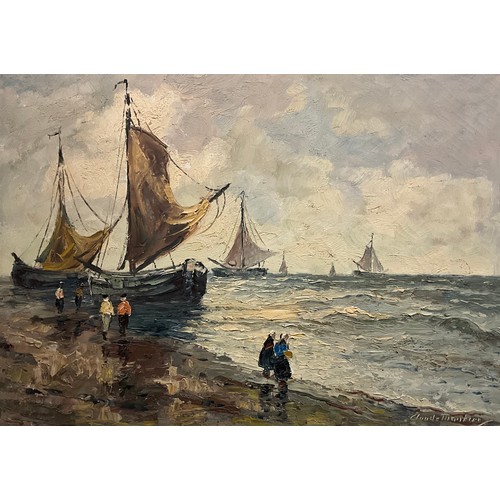 1105 - Claude Thankier (French, early 20th century) 
Return of the Fishing Fleet 
signed, oil on canvas, 50... 