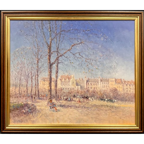 1111 - Laszlo Ritter (Hungarian, 1937-2003) 
Impressionist school, Hyde Park, London 
signed, oil on canvas... 