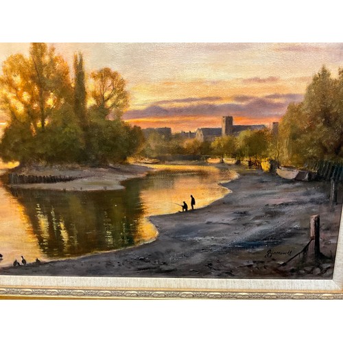 1121 - John Greenwell, (British b.1939) 
The River Thames, Sunset at Brentford 
signed, oil on canvas, 50.5... 