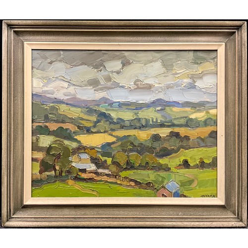 1134 - Trevor Tucker (Cornish School, 20th century), View towards Bodmin Moor, signed, impasto oil on canva... 