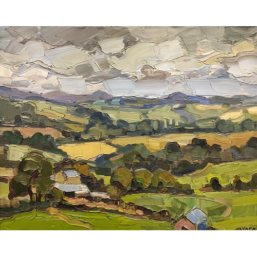 1134 - Trevor Tucker (Cornish School, 20th century), View towards Bodmin Moor, signed, impasto oil on canva... 