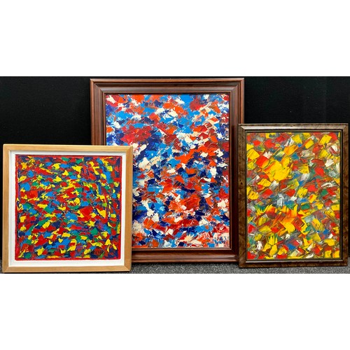 1136 - Tony Cass (British, Modern School), A Trio of paintings - Homage to Jean-Paul Riopelle - signed, oil... 