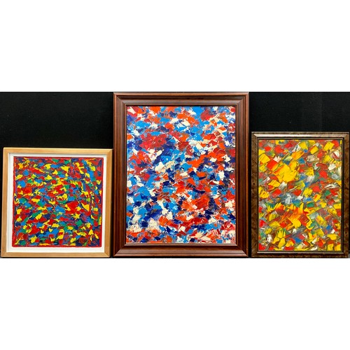 1136 - Tony Cass (British, Modern School), A Trio of paintings - Homage to Jean-Paul Riopelle - signed, oil... 