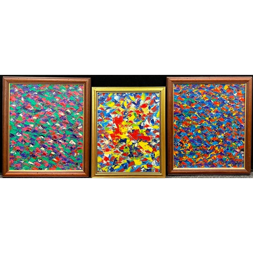 1137 - Tony Cass (British, Modern School), A Trio of paintings - Homage to Jean-Paul Riopelle - signed, oil... 