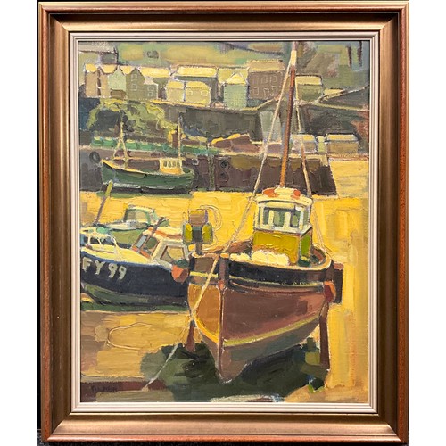 1142 - Trevor Tucker (Cornish School, 20th century) 
Mevagissey, Cornwall 
signed, oil on canvas, 76cm x 61... 