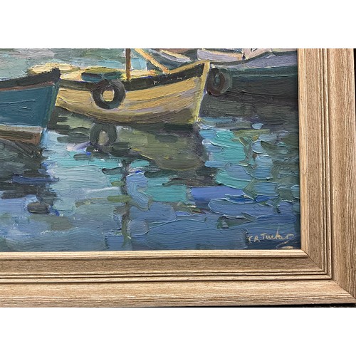 1144 - Trevor Tucker (Cornish School, 20th century) 
Boats at Newlyn, Cornwall 
signed, oil on canvas, 50.5... 