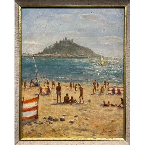 1163 - John Greenwell, (British b.1939) 
St. Michael’s Mount 
signed, oil on canvas, 25.5cm x 20.5cm.