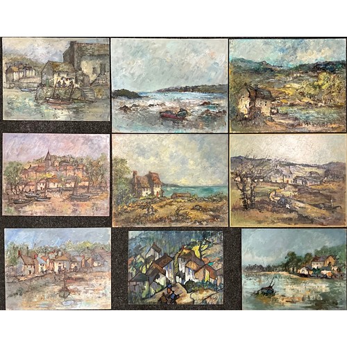 1171 - Yram Allets (Mary Stella) Edwards (1915-2009) A portfolio of nine Cornish Town and Coastal scenes, ‘... 