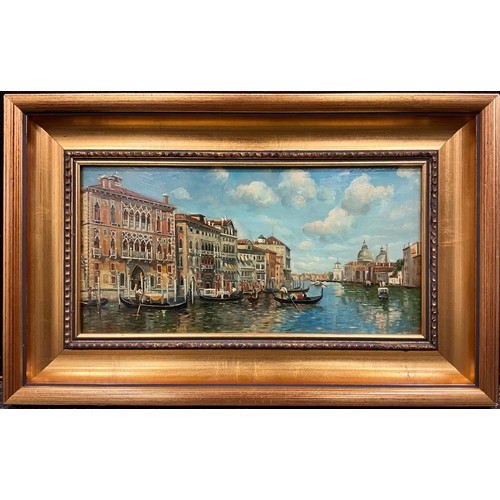 1181 - Continental school, Grand Canal, Venice, oil on panel, 18.5cm x 37cm.