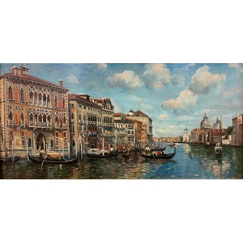 1181 - Continental school, Grand Canal, Venice, oil on panel, 18.5cm x 37cm.