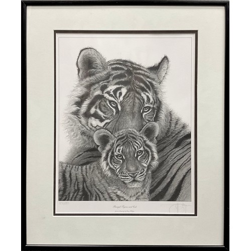 1204 - Gary Hodges (bn.1954), by and after, Bengal Tigress and Cub, signed in pencil lower right margin, li... 